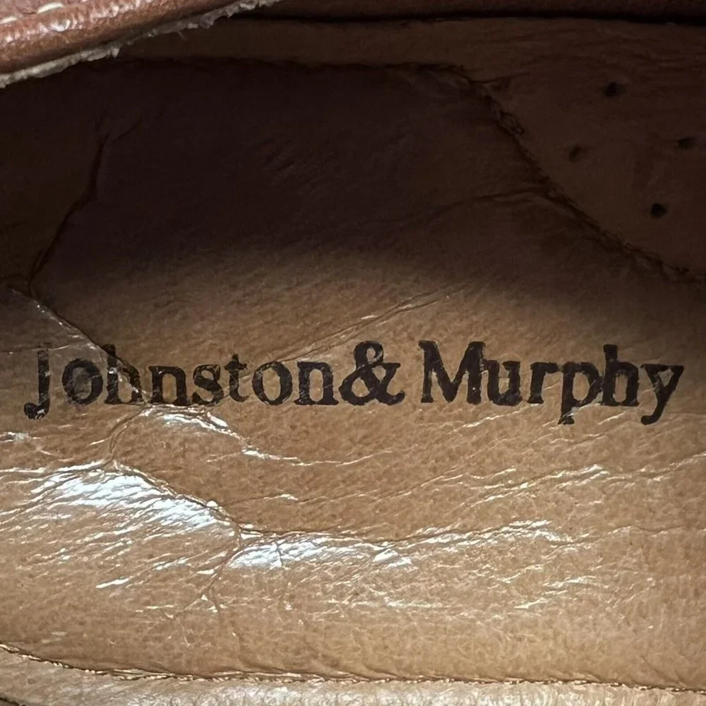 Johnston & Murphy Moc Toe Brown Textured Leather Lace‎ Up Casual Shoe Size 9.5